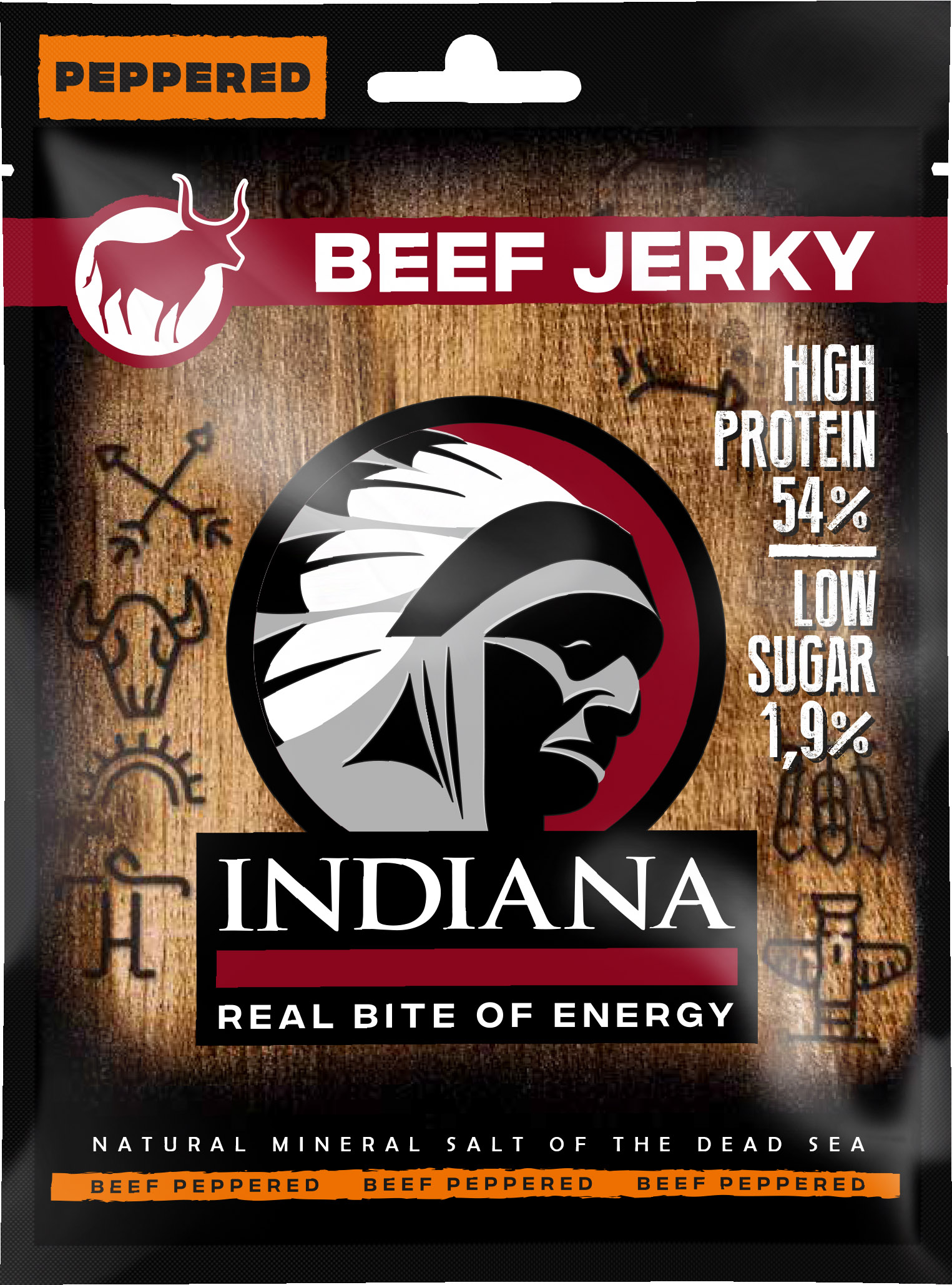 Iindiana Indiana Jerky Beef Peppered - Hovězí sušené maso s Pepřem 25g