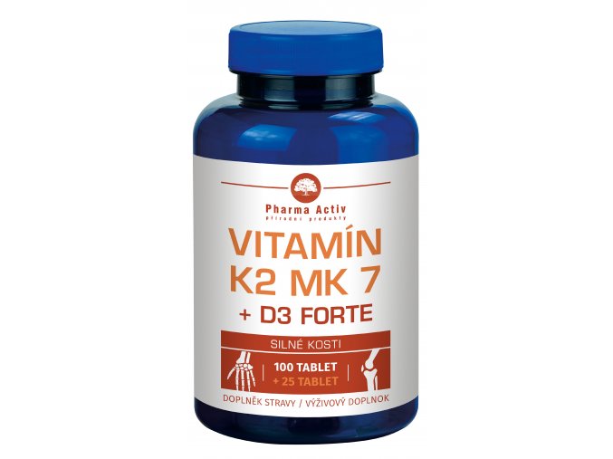 Vitamin K2 MK7 + D3 FORTE 1000 I.U. - 125 kapslí Pharma Activ