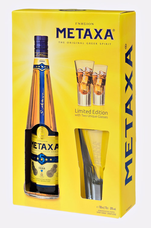 Metaxa 5* 38% 0,7 l (dárkové balení 2 skleničky)