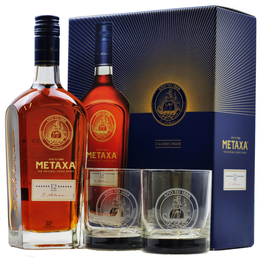 Brandy Metaxa 12* 40% 0,7 l (dárkové balení 2 skleničky)