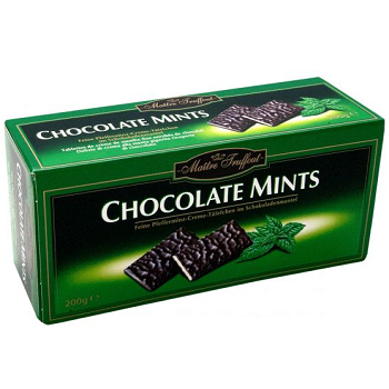 Bonboniéra Chocolate Mints - Čokoládové plátky s mentolovou náplní 200g Maitre Truffout