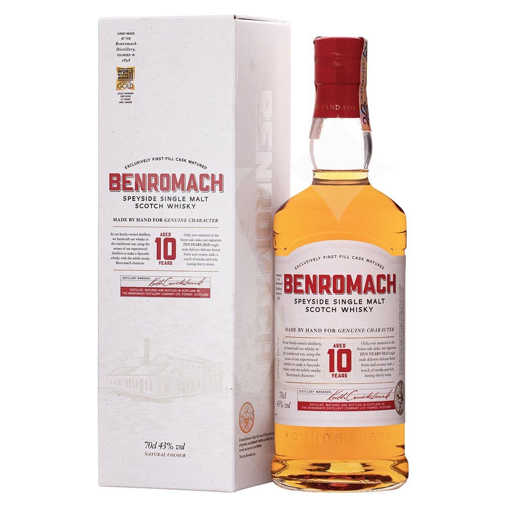 Whisky Benromach 10yo 43% 0,7 l nové balení (karton)