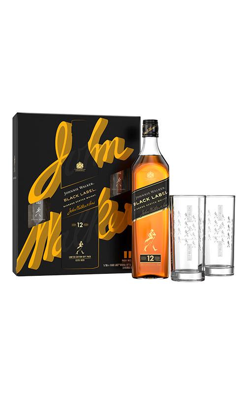 Whisky Johnnie Walker Black Label 12y 40% 0,7 l (dárkové balení 2 vysoká sklenička)