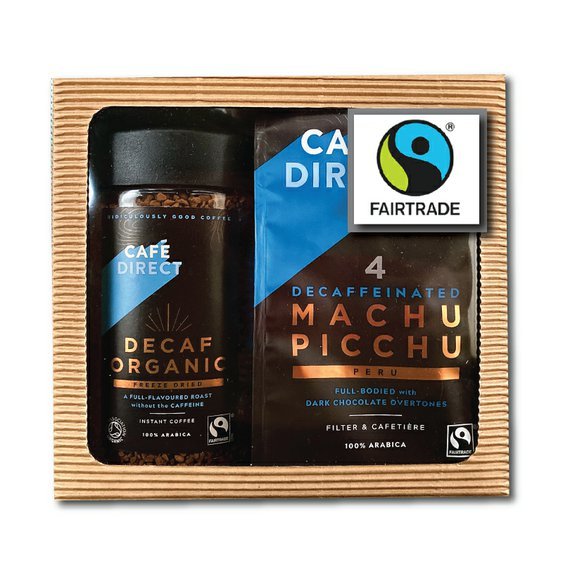 Dárkový bezkofeinový balíček BIO instantní káva a mletá káva bez kofeinu Cafédirect