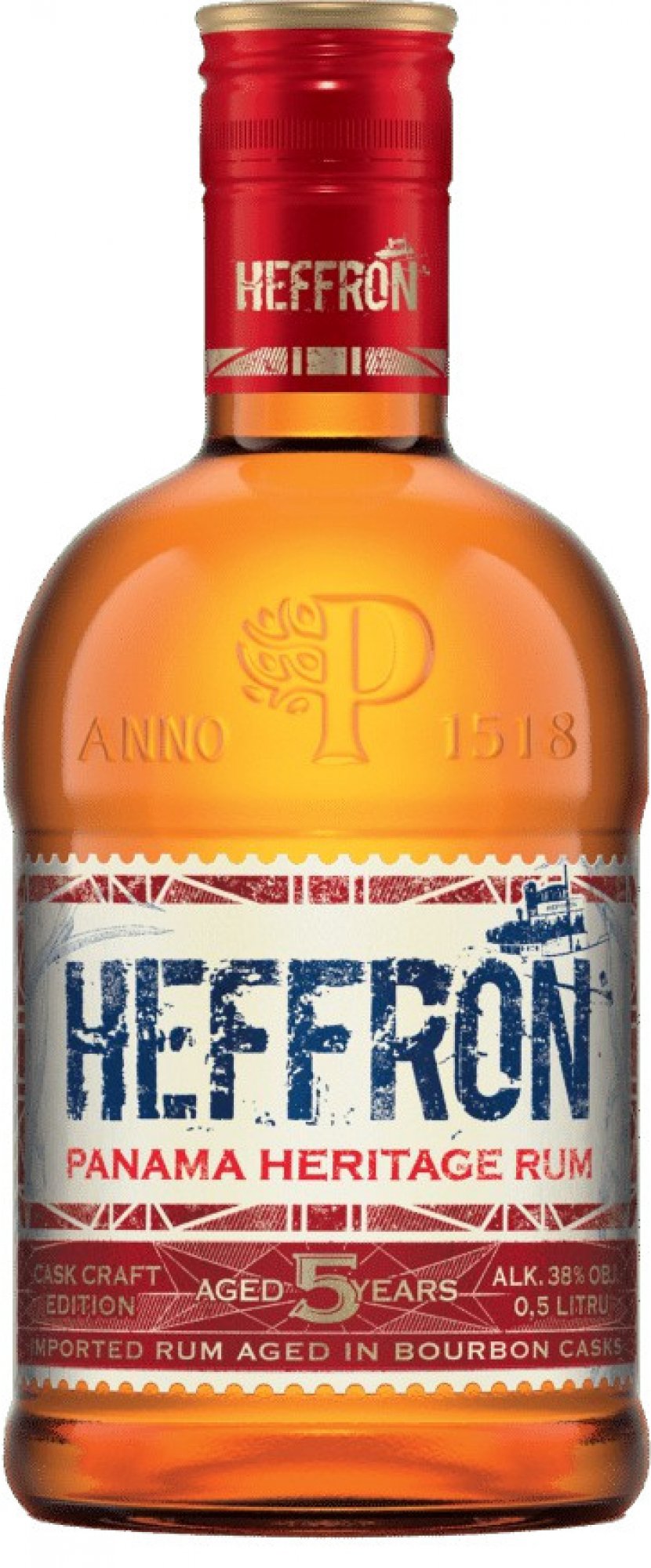 HEFFRON Panama Heritage Rum Bourbon casks 5y 38% 0,5 l (holá láhev)