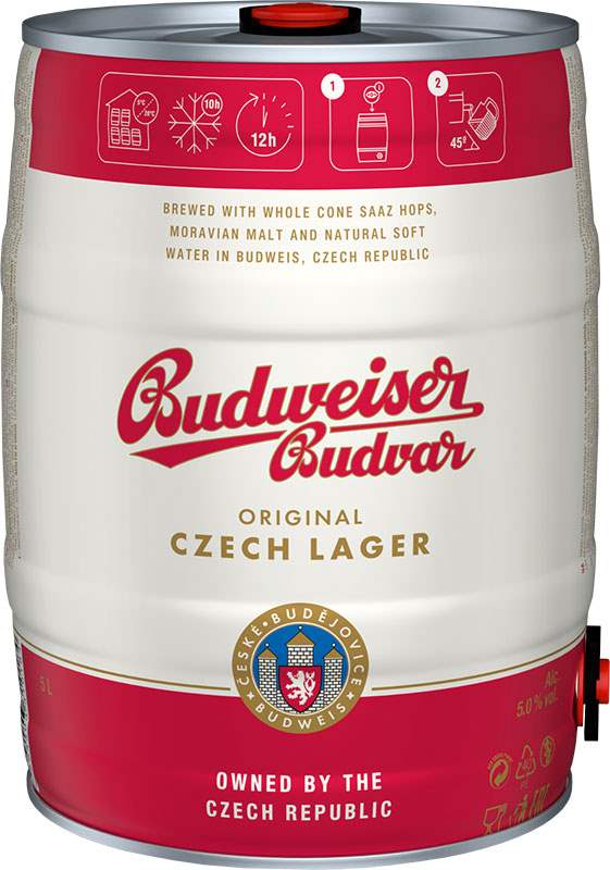 Budwiser Budvar Pivo Budějovický Budvar Original Světlý ležák pivo 5% 5l soudek