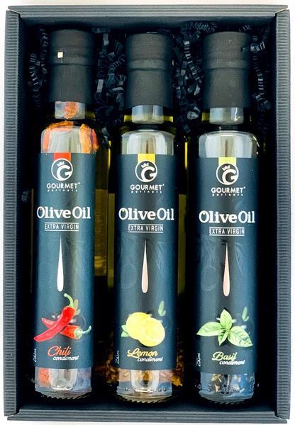 Gourmet Partners Triáda olivových olejů Bazalka, Citron, Chilli 3x250ml