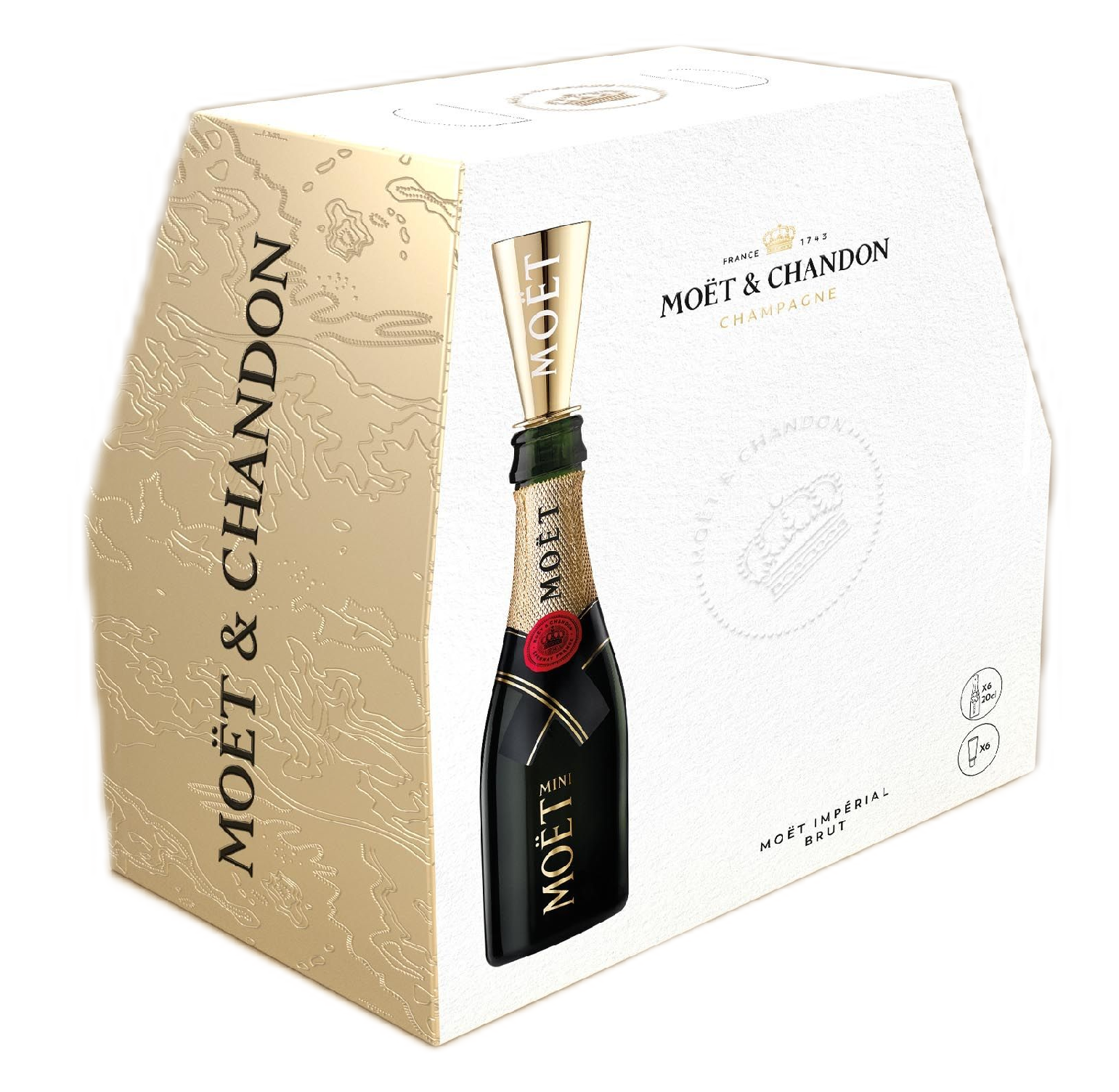 Moët & Chandon Imperial Brut 12% 6x0,2l (dárkové balení 6 zlatých nápitků)