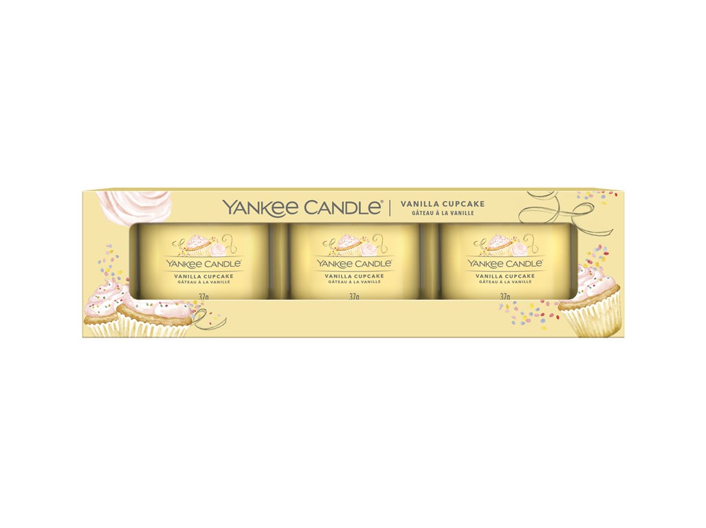 Dárková sada votivních svíček ve skle Yankee Candle - Vanilla Cupcake - Vanilkový košíček