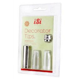 Decorator Tips - set 3 ks dekorační nástavce nerez + adaptér ISI