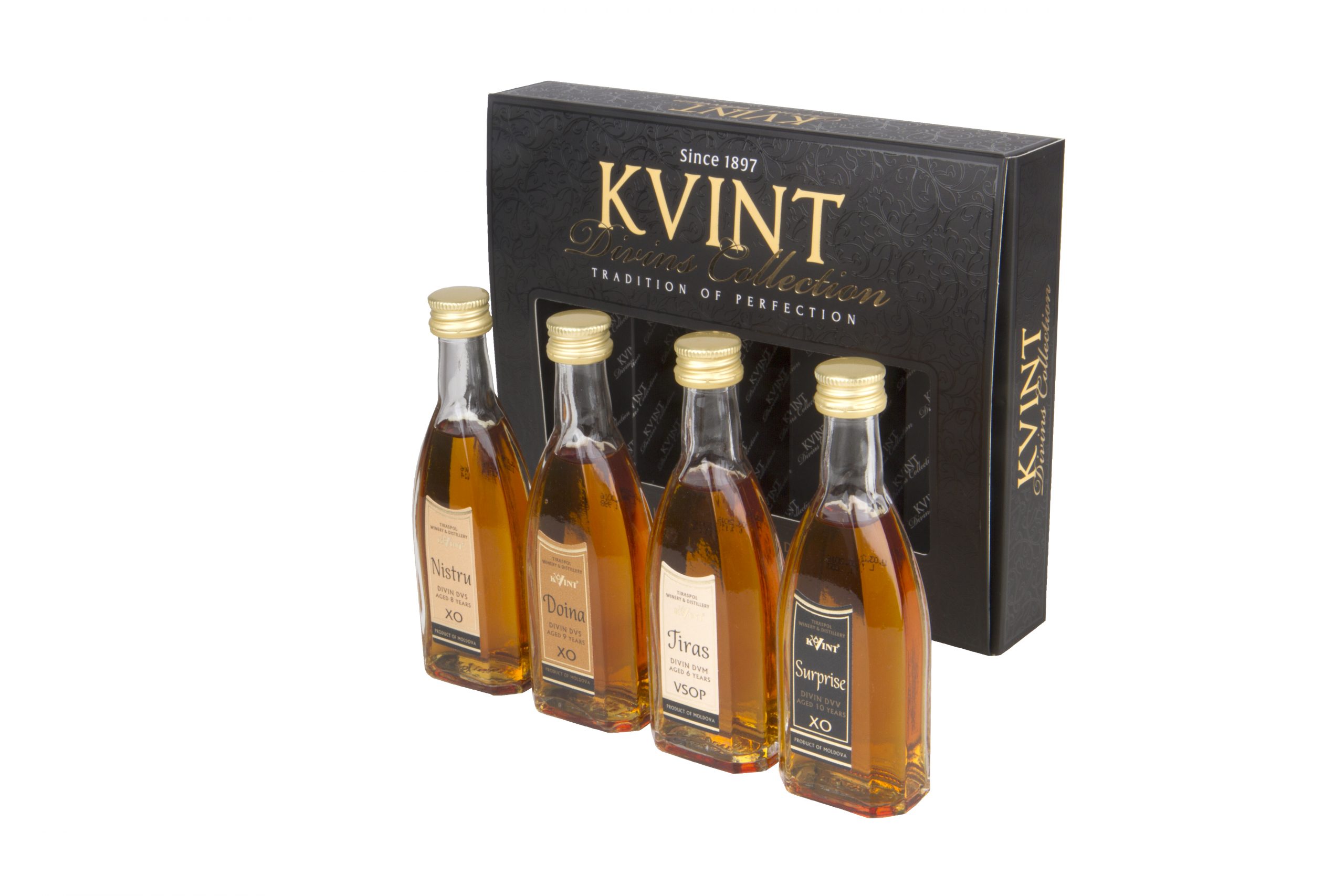 Brandy Kvint Gift set box 6-10Y 40% 4x0,05 l (karton)