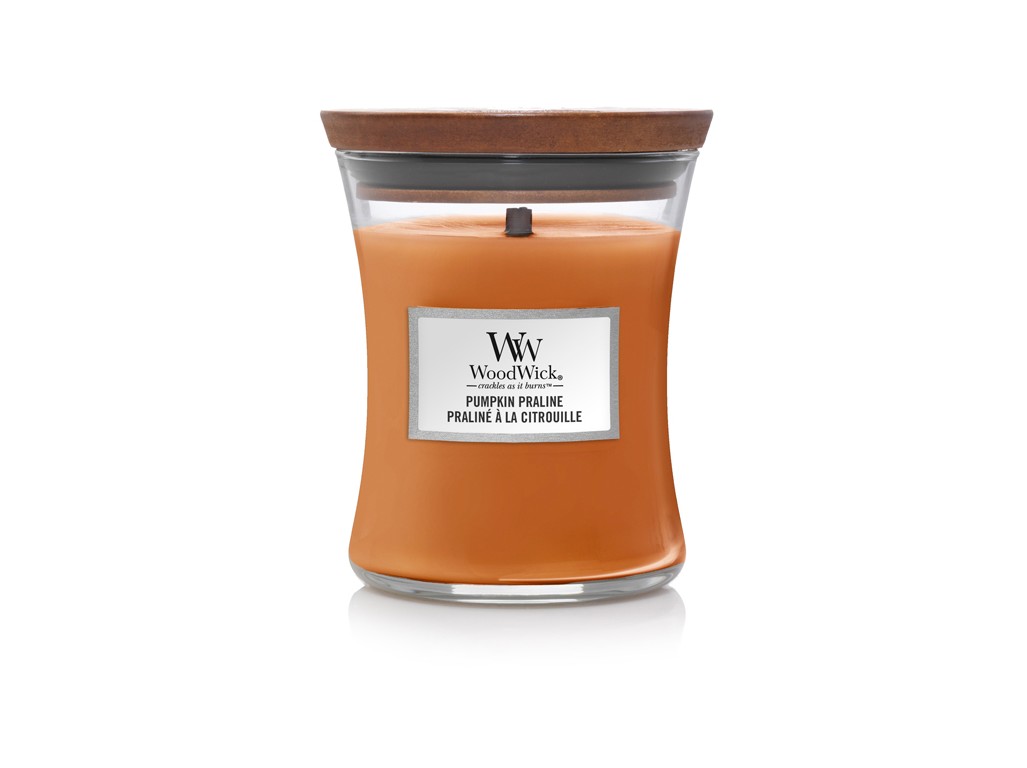 Svíčka WoodWick Pumpkin Praline - Dýňová pochoutka 275g střední