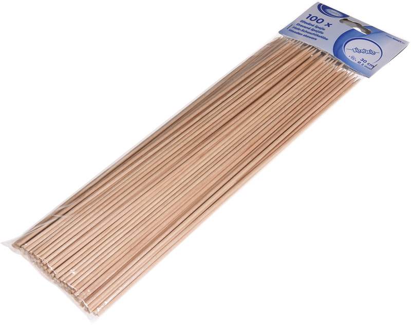 Špejle dřevěné 30 cm, hrocené, 100 ks