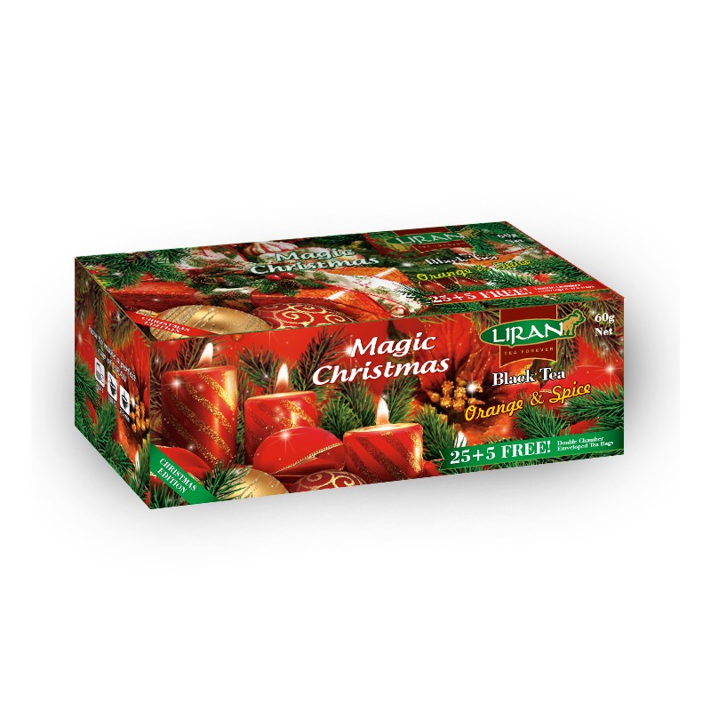 Magic Christmas Black Tea Svíčky - kolekce porcovaných čajů 25+5x2g Liran