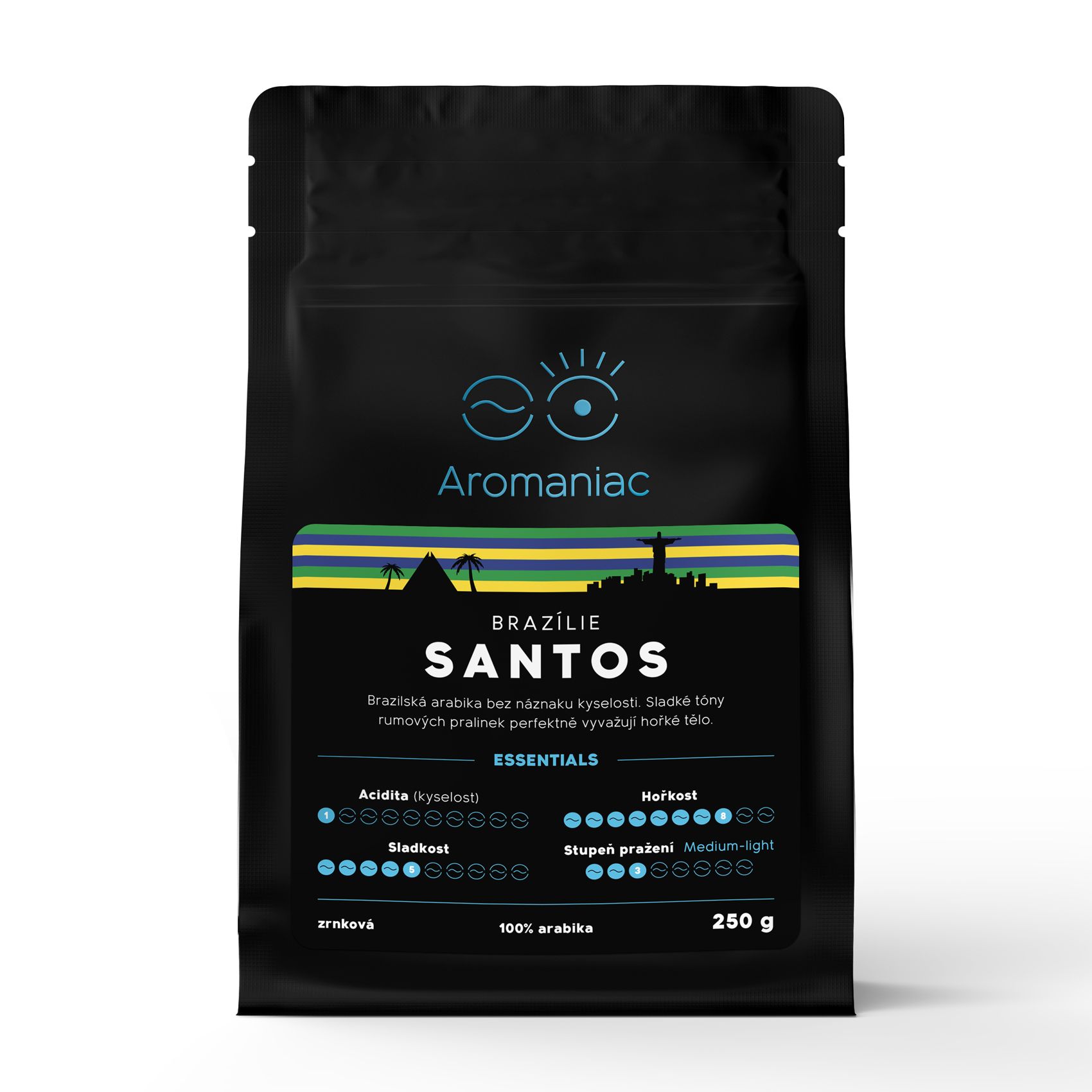 Aromaniac Brazílie Santos zrnková káva 250g
