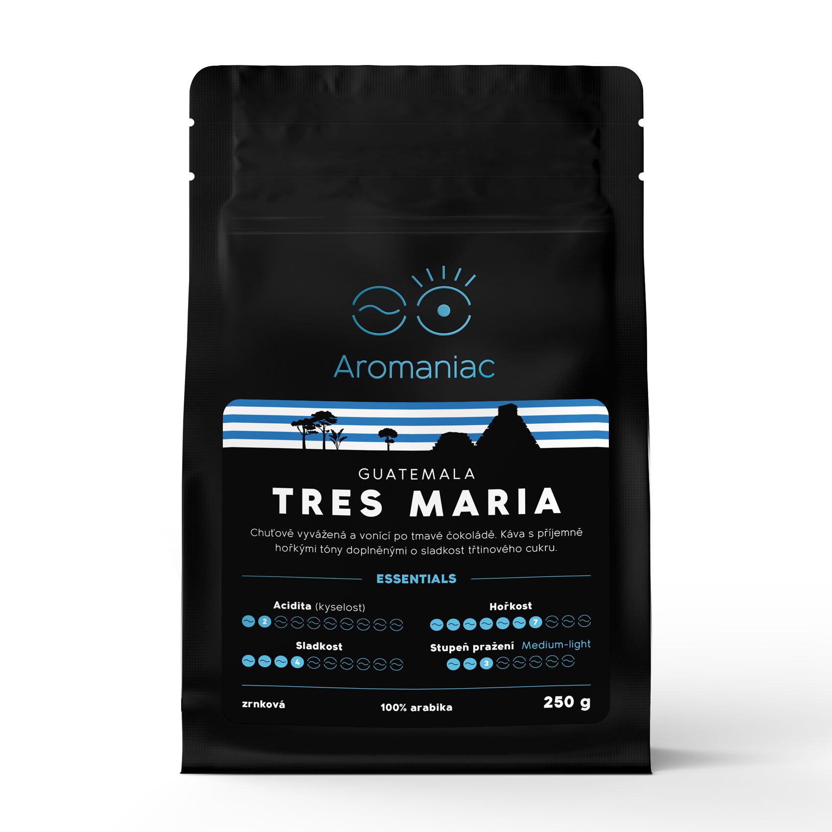 Aromaniac Guatemala Tres Maria zrnková káva 250 g