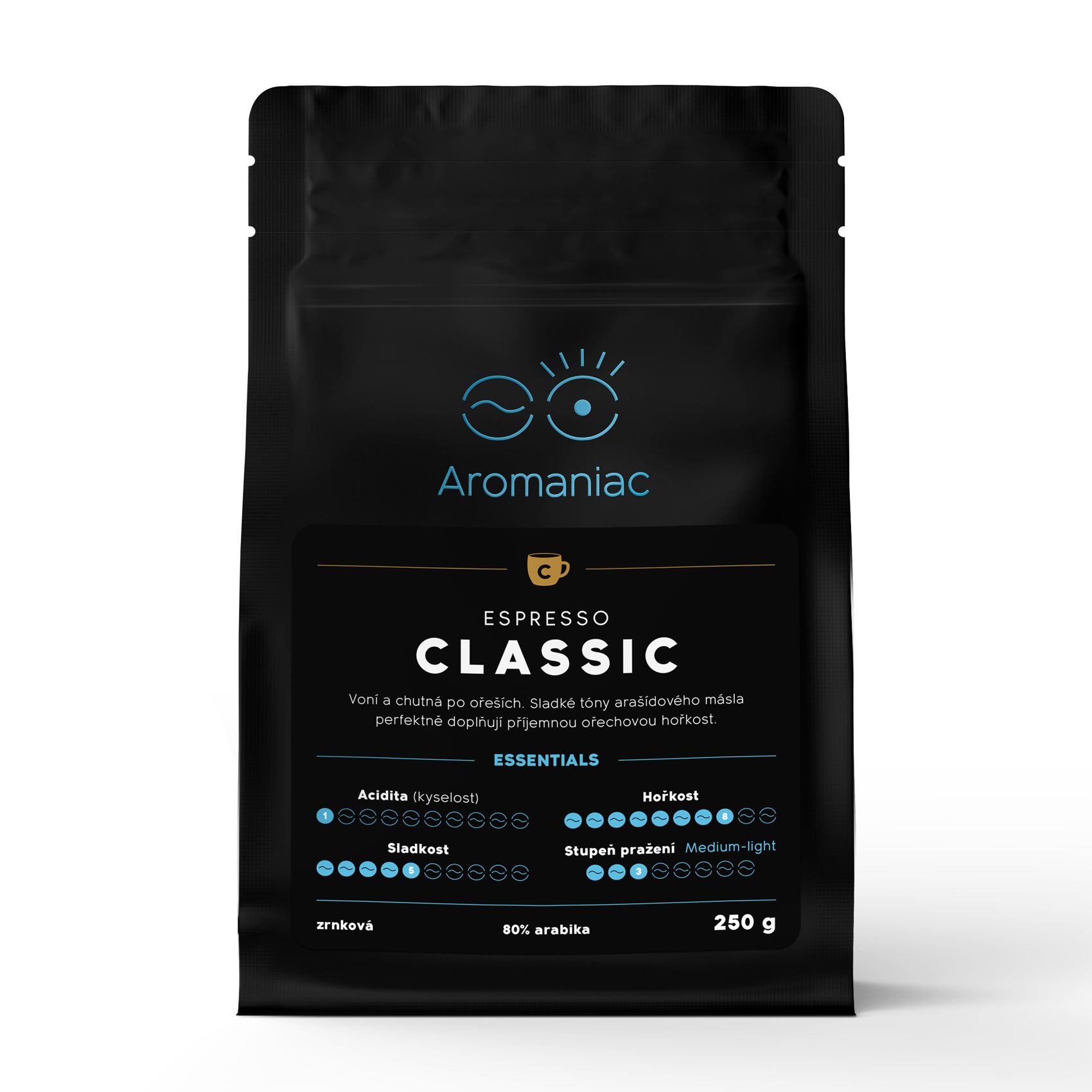 Káva Espresso Classic - zrnková - sáček 250g Aromaniac