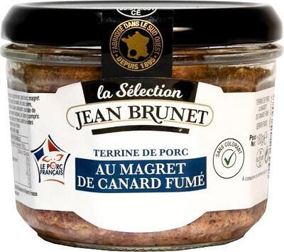 Vepřová terina s uzenými kachními prsy Premium Selection ve skle 180g Jean Brunet