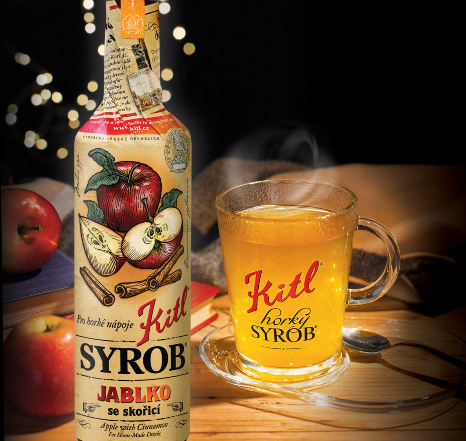 Syrob Horký Kitl - Jablko se skořicí 0,5l Kitl