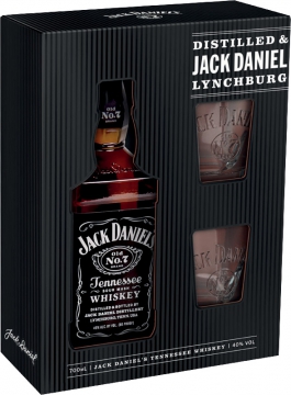 Jack Daniels 40% 0,7 l (dárkové balení 2 skleničky)