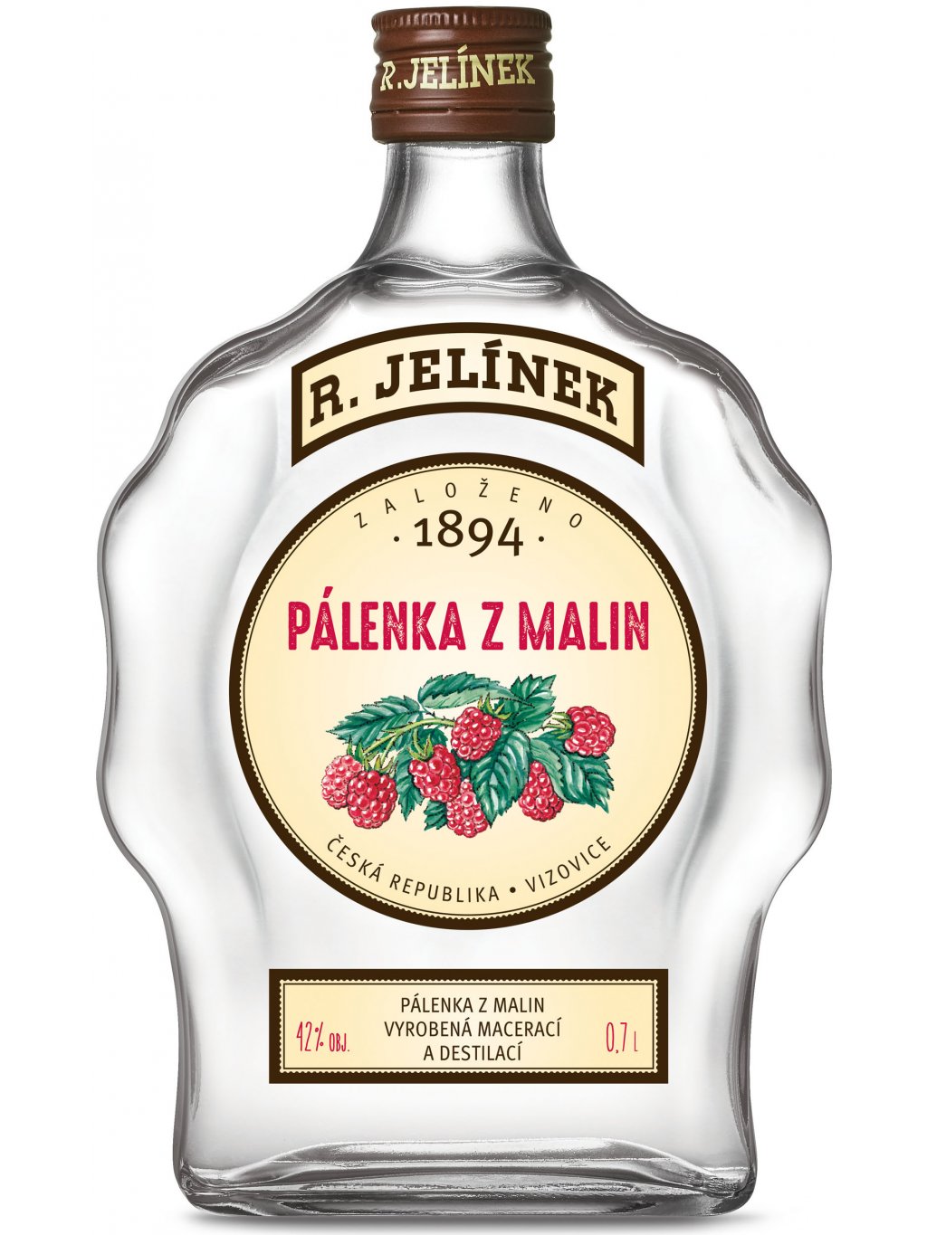 Rudolf Jelínek Malinovice budík 42% 0,7 l (holá láhev)