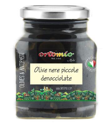 Ortomio Černé olivy bez pecky ve slaném nálevu - ve skle 280g