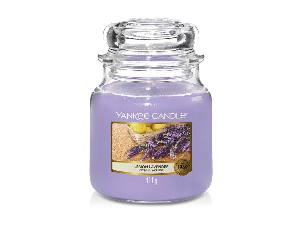 Svíčka Yankee Candle Lemon Lavender - Citron a Levandule 411g střední