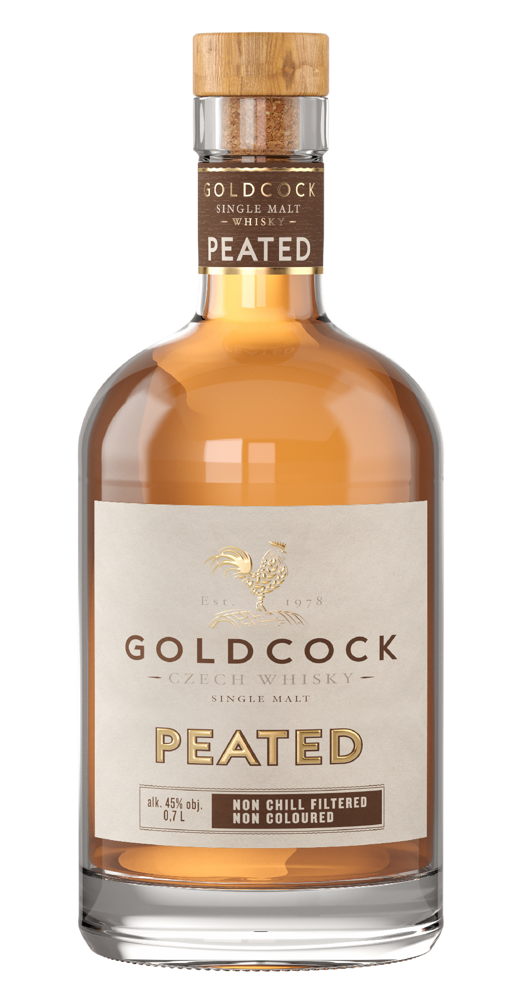 Whisky GoldCock Peated 45% 0,7 l (holá láhev)