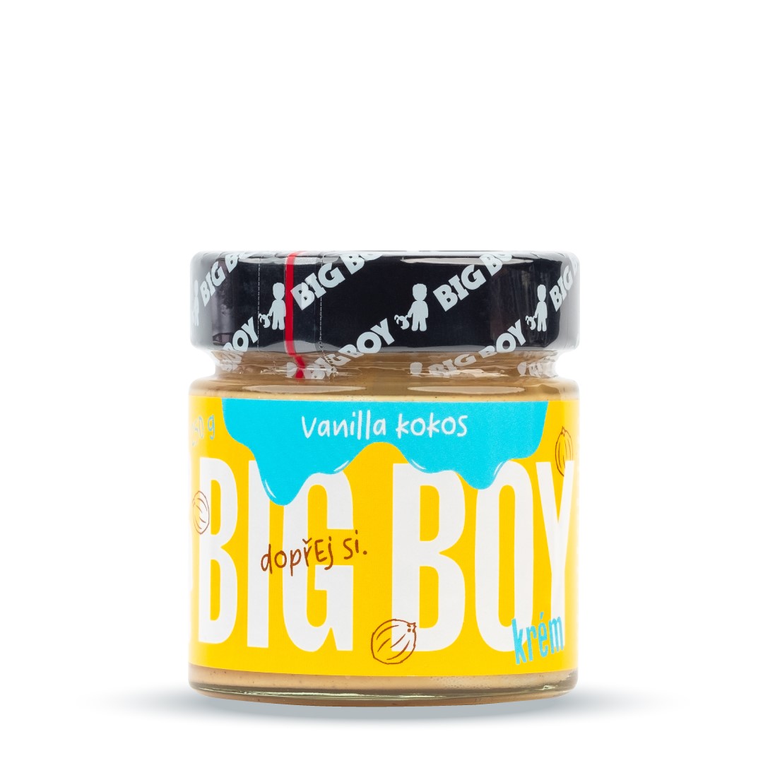 BIG BOY® Vanilla - Kokos - Jemný kešu krém s kokosem a bio bílou čokoládou s kousky vanilky 250g