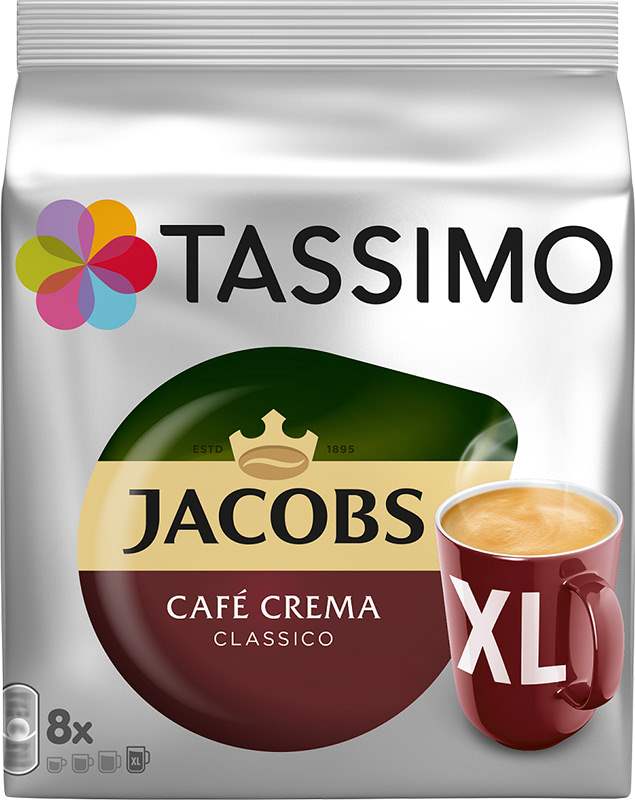 Kávové Kapsle Tassimo Jacobs Café Crema Classico XL - 16ks 132,8g