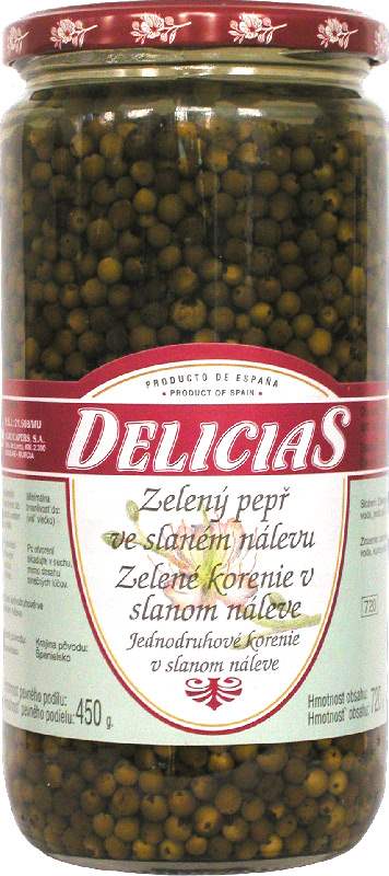 Delicias Pepř zelený ve slaném nálevu 720g