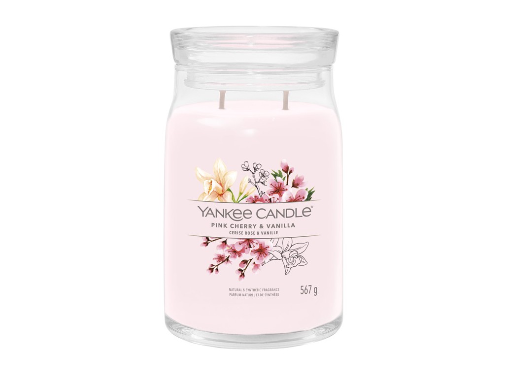 Svíčka Yankee Candle Signature PINK CHERRY & VANILLA - Růžové třešně a vanilka 567g vel