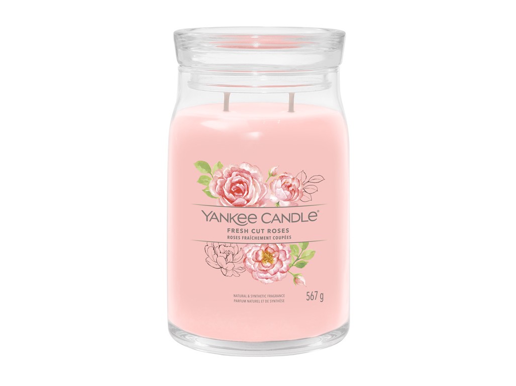 Svíčka Yankee Candle Signature FRESH CUT ROSES - Čerstvě nařezané růže 567g velká