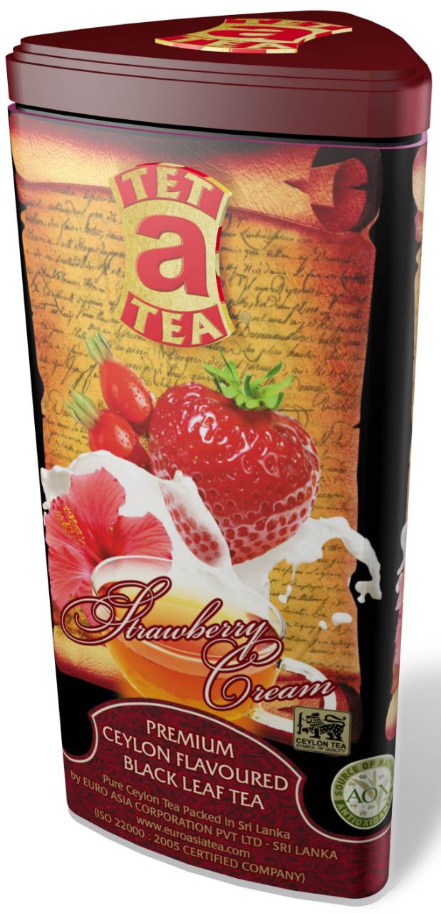 Čaj Tet a Tea Strawberry Cream - sypaný černý čaj s příchutí jahod ve smetaně v plechové