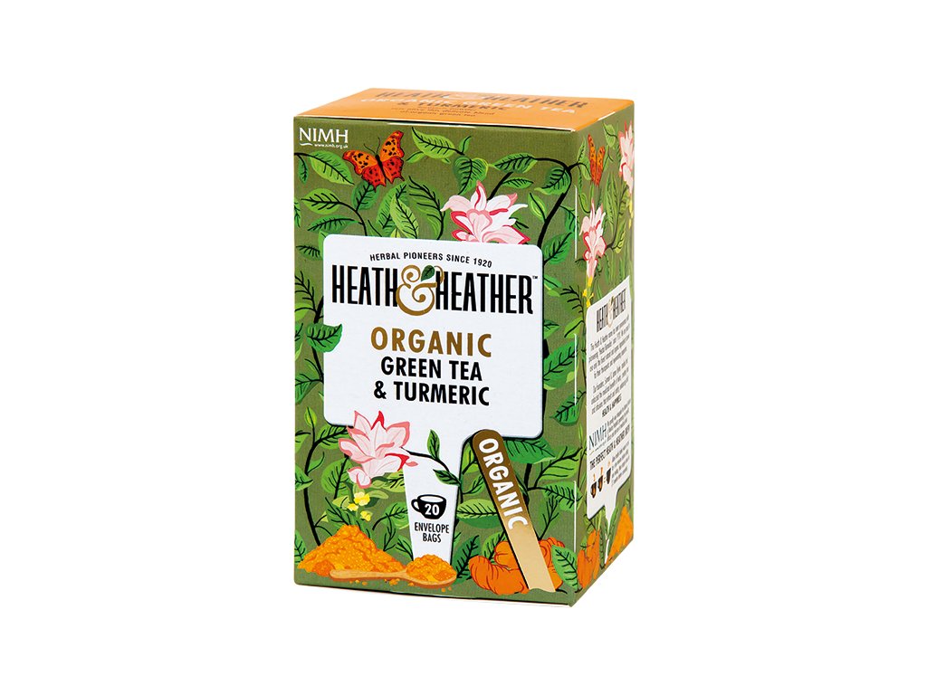 Heath&Heather BIO Čaj Organic Green Tea & Kurkuma - zelený čaj s kurkumou 20 sáčků Heath and Heather
