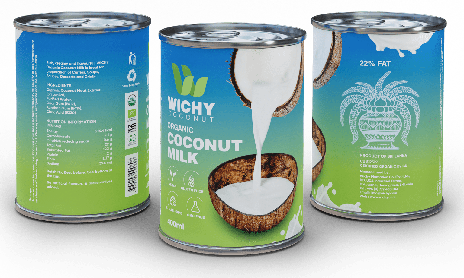 WICHY Organic Coconut Milk - Kokosové mléko 400ml