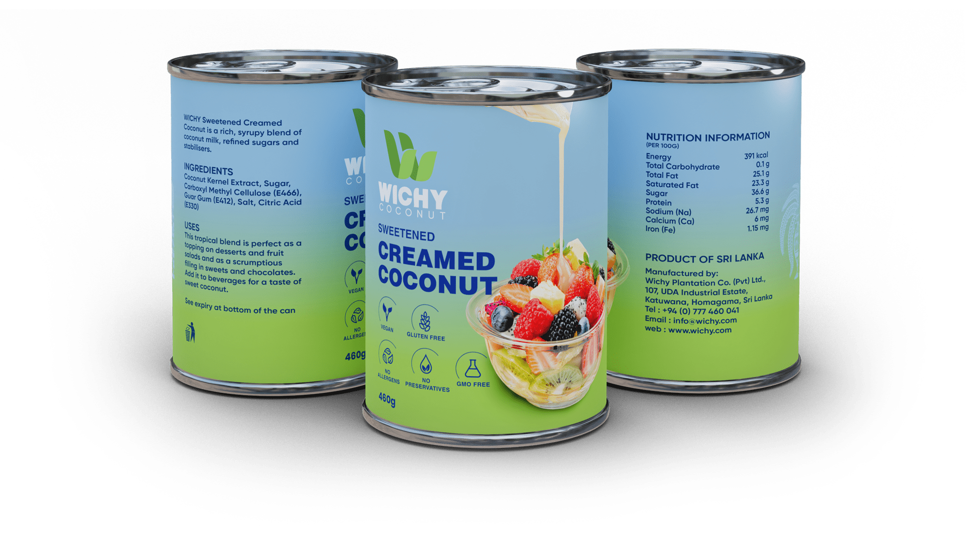 WICHY Sweetened Creamed Coconut - Slazená Kokosová náhražka smetany 460g