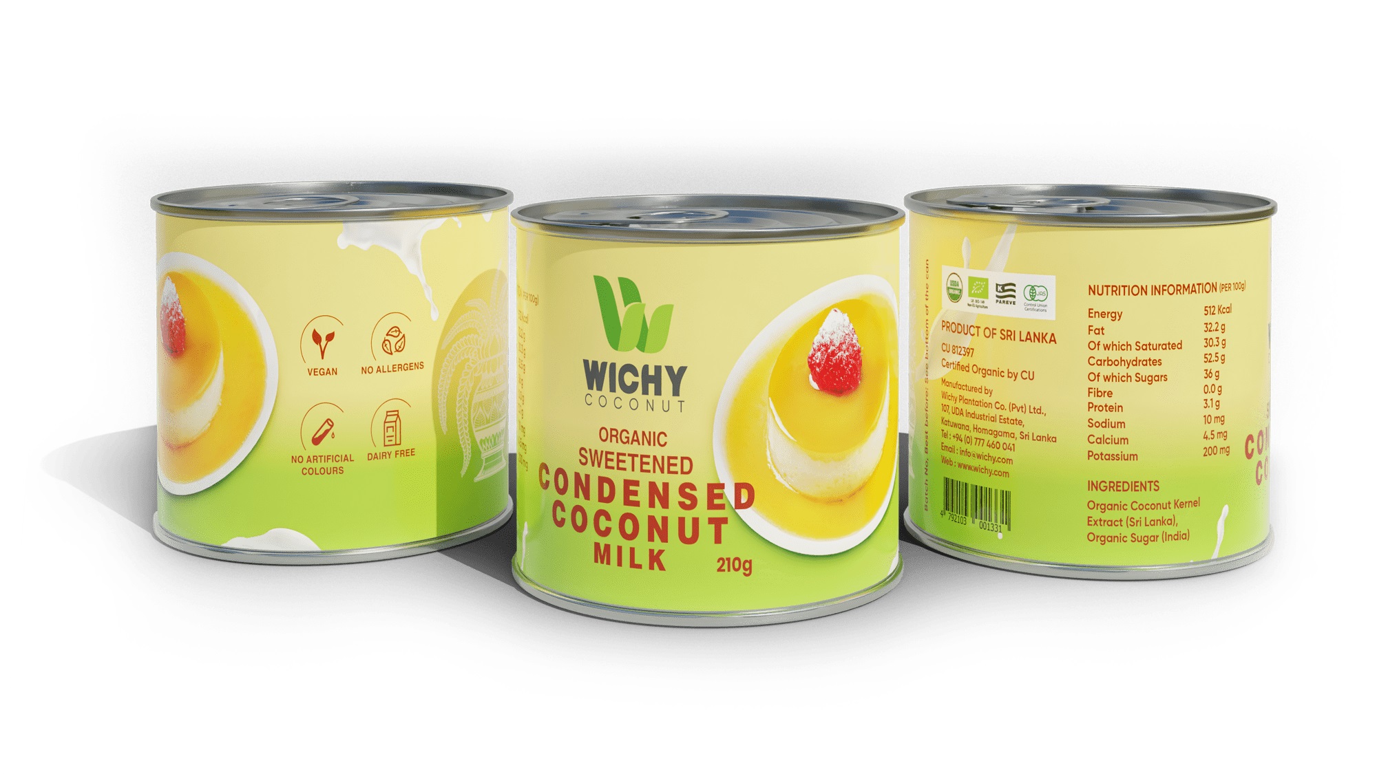 WICHY Sweetened Condensed Coconut Milk Strawberry - Slazene kondenzované kokosové mléko j