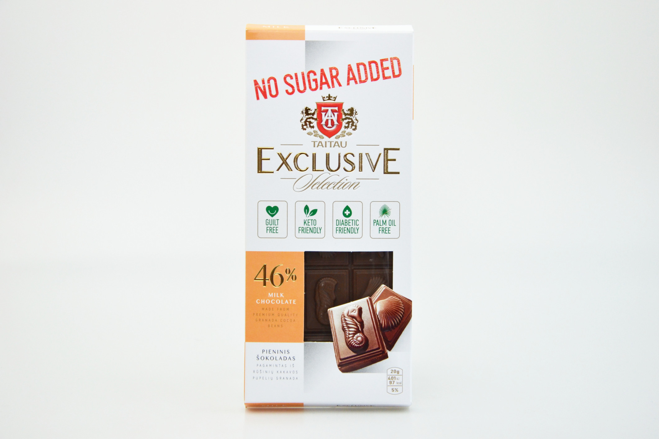 Taitau Exclusive Selection - Čokoláda mléčná bez přidaného cukru se sladidlem erythritol