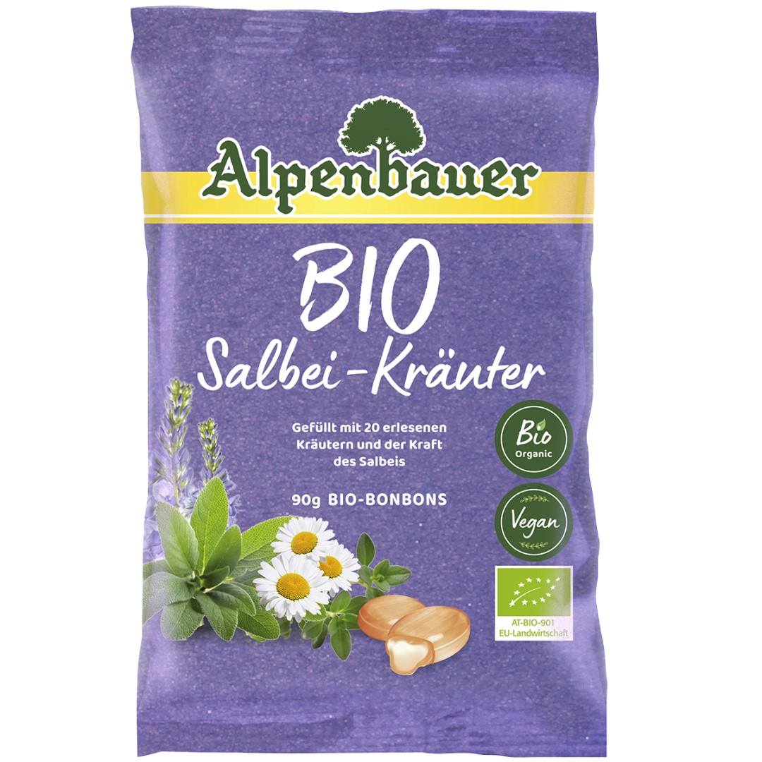 Alpenbauer BIO Přírodní bonbóny Šalvěj - bylinky 90 g