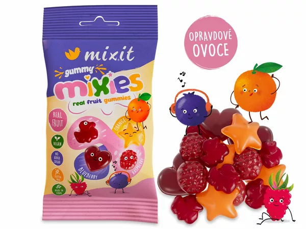 Ovocné Mixies - přírodní želé bonbony 35g Mixit