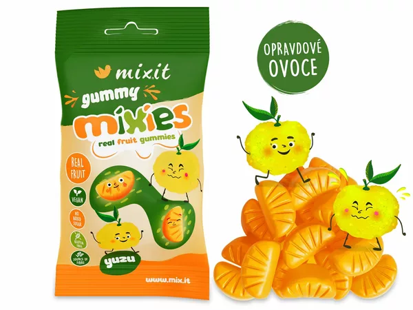 Ovocné Mixies Yuzu - přírodní želé bonbony 35g Mixit