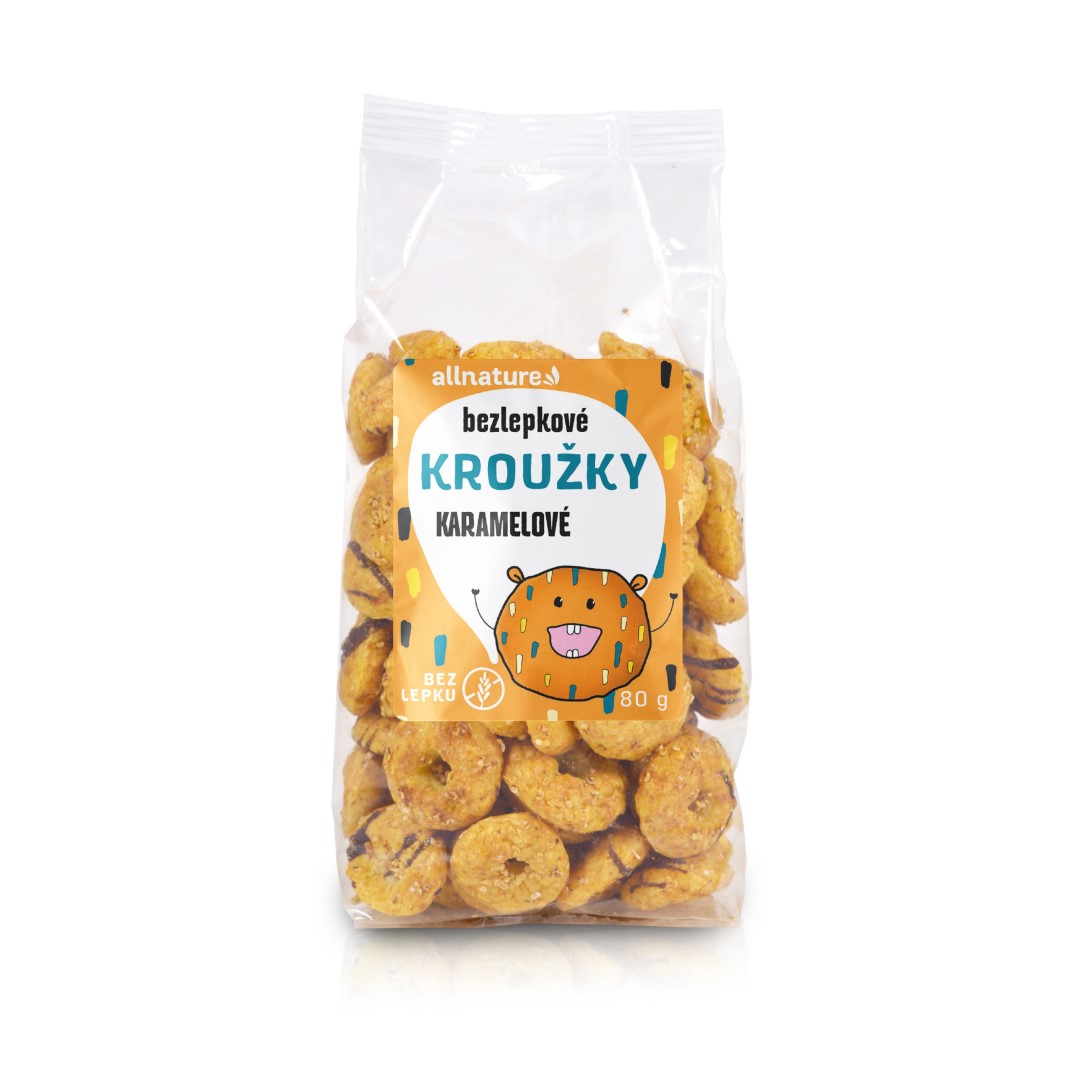 Allnature Bezlepkové Kroužky karamelové 80g