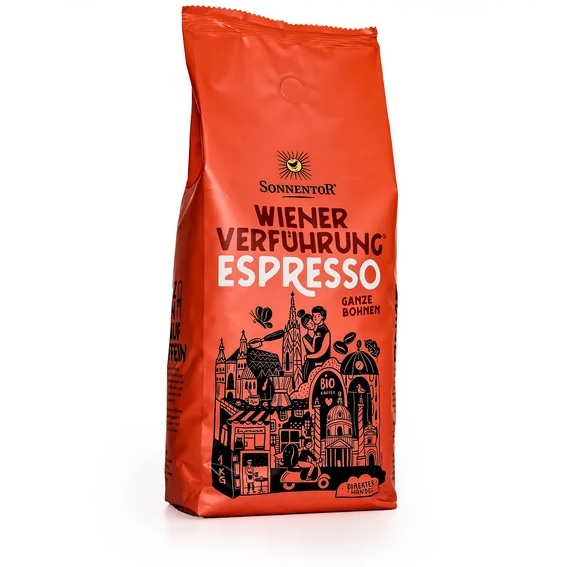 Sonnentor Vídeňské pokušení® Espresso, 100 % Arabica, zrnková káva, BIO, 1000 g