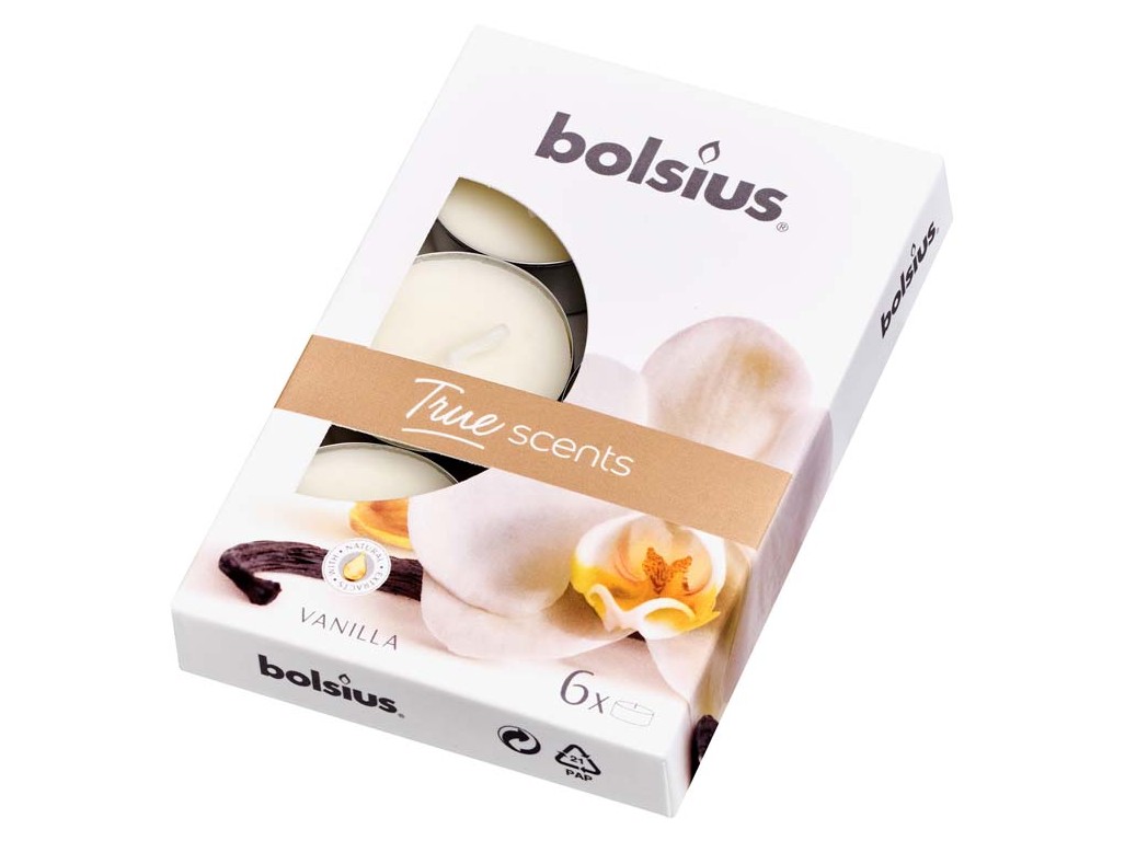 Čajové svíčky Bolsius Aromatic 2.0 True Scents Vanilla - vanilkové - 6 ks