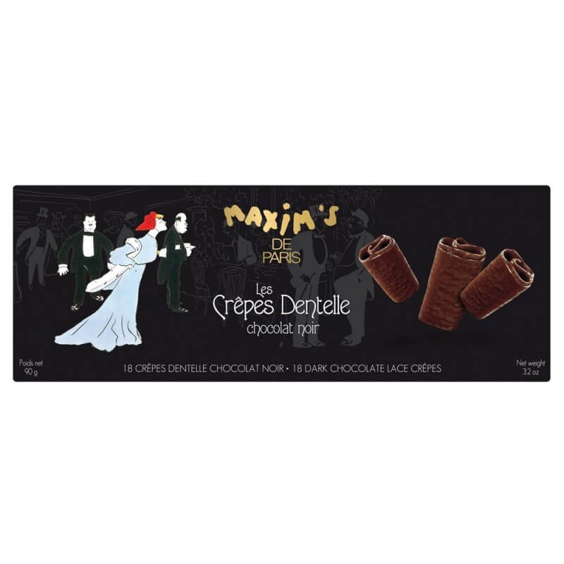 Bonboniera Maxims jazýčky - hořká čokoláda v černé krabičce 90g