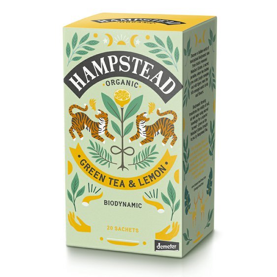 BIO zelený čaj s limetkou a citrónovou trávou 20ks Hampstead Tea London