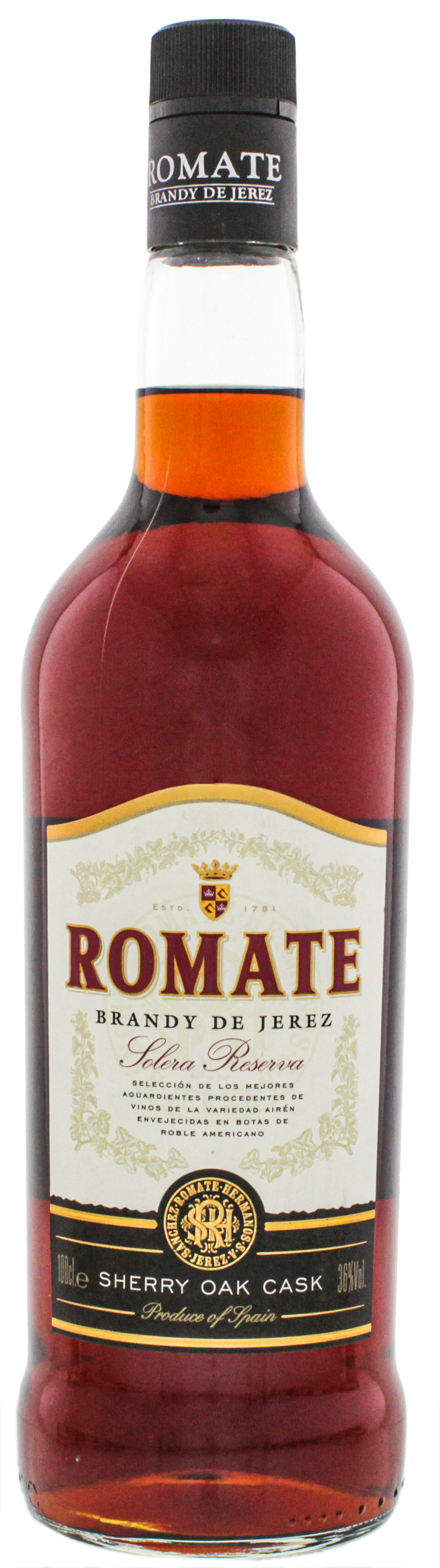 Brandy Romate Solera Reserva Brandy De Jerez 36% 1 l (holá láhev)