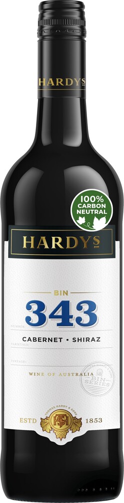 Hardys Bin 343 Cabernet Shiraz - červené suché víno 13% 0,75 l