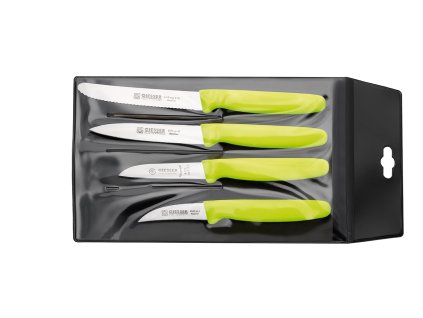 Sada štyroch nožov na zeleninu v puzdre, citrónová farba, GIESSER